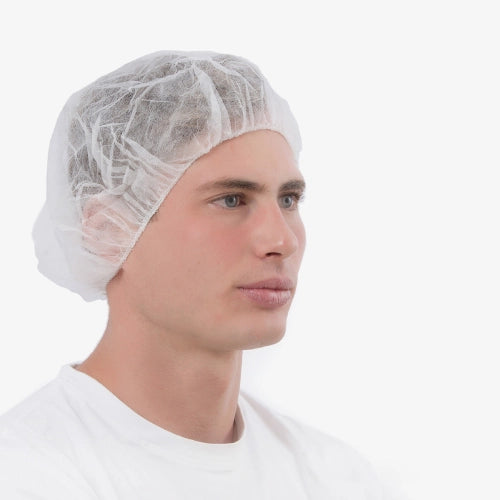 F. Bosch, Bouffant cap non-woven with elastic cord, white, 53cm